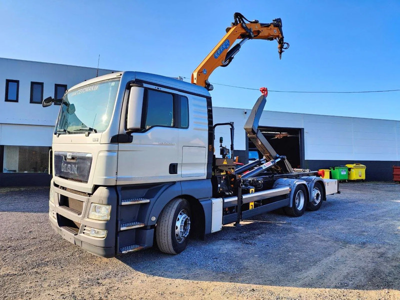 MAN TGX 26.400 6x2 Euro5 Container LEEBUR + Crane Effer 145 - Hákový nosič kontajnerov, Auto s hydraulickou rukou: obrázok 1 MAN TGX 26.400 6x2 Euro5 Container LEEBUR + Crane Effer 145 - Hákový nosič kontajnerov, Auto s hydraulickou rukou: obrázok 1