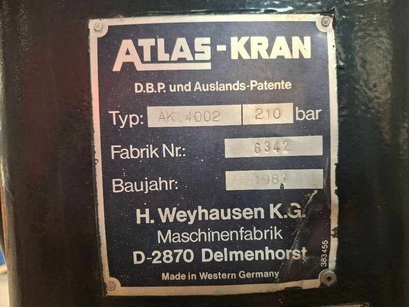 Atlas AK 4002 - Hydraulická ruka: obrázok 5 Atlas AK 4002 - Hydraulická ruka: obrázok 5