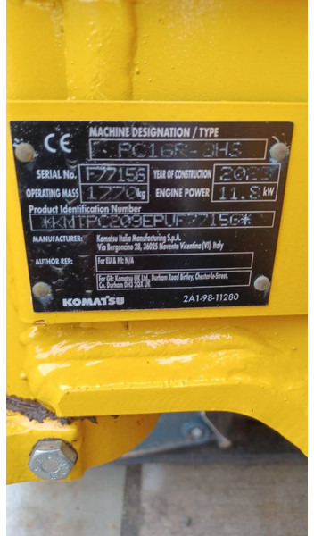 Komatsu PC16R-3HS - Mini rýpadlo: obrázok 2 Komatsu PC16R-3HS - Mini rýpadlo: obrázok 2