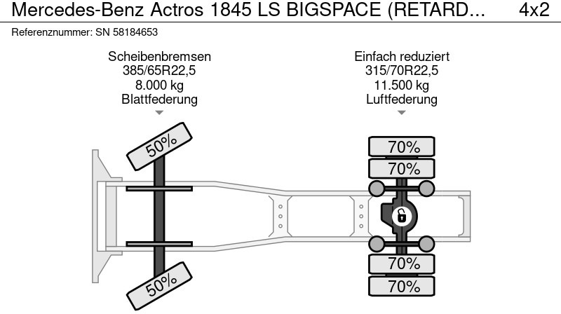 Ťahač Mercedes-Benz Actros 1845 LS BIGSPACE (RETARDER / EURO 5 / TELLIGENT GEARBOX / FULL SPOILERSET / 2x DIESELTANK / AIRCONDITIONING): obrázok 16