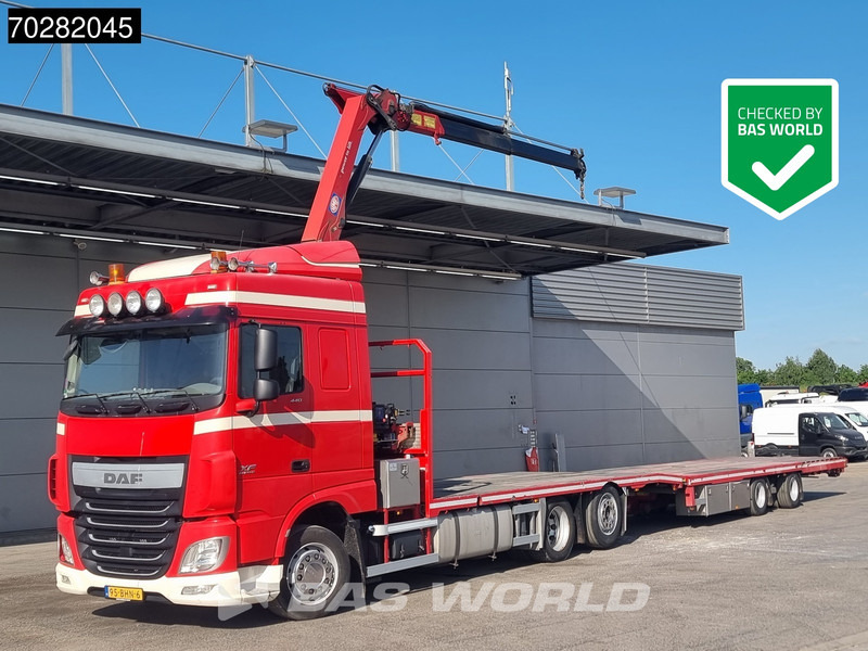 DAF XF 440 6X2 NL-Truck Transporter HMF 900-K2 Kran Lift-Lenkachse Euro 6 - Valníkový/ Plošinový nákladný automobil, Auto s hydraulickou rukou: obrázok 1 DAF XF 440 6X2 NL-Truck Transporter HMF 900-K2 Kran Lift-Lenkachse Euro 6 - Valníkový/ Plošinový nákladný automobil, Auto s hydraulickou rukou: obrázok 1
