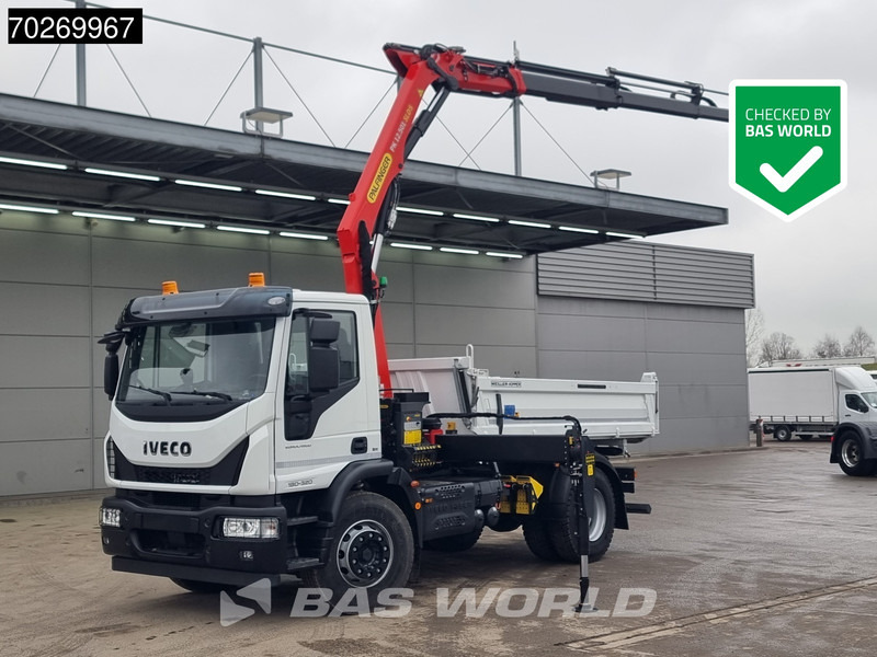 Iveco Eurocargo 180E320 4X2 Steelsuspension 3-Seiten Palfinger PK12.501 Euro 6 - Sklápač, Auto s hydraulickou rukou: obrázok 1 Iveco Eurocargo 180E320 4X2 Steelsuspension 3-Seiten Palfinger PK12.501 Euro 6 - Sklápač, Auto s hydraulickou rukou: obrázok 1