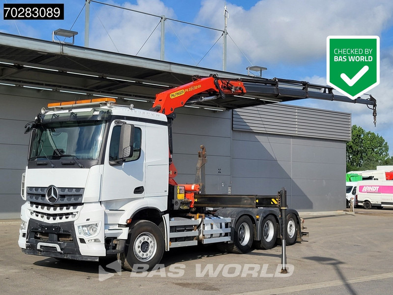Mercedes-Benz Arocs 3245 Actros 8X4 Palfinger PK22002 EH Crane 17tons hooklift Big-Axle Lift+Lenkachse Navi Euro 6 - Hákový nosič kontajnerov, Auto s hydraulickou rukou: obrázok 1 Mercedes-Benz Arocs 3245 Actros 8X4 Palfinger PK22002 EH Crane 17tons hooklift Big-Axle Lift+Lenkachse Navi Euro 6 - Hákový nosič kontajnerov, Auto s hydraulickou rukou: obrázok 1