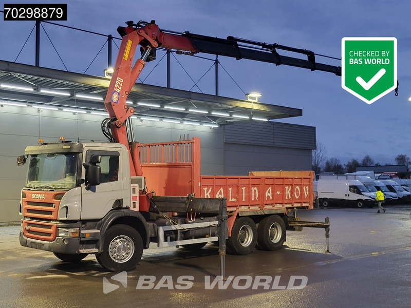 Scania P340 6X4 HMF 4220 K6 Crane Winch Tipper Full Steel Manual Gearbox - Sklápač, Auto s hydraulickou rukou: obrázok 1 Scania P340 6X4 HMF 4220 K6 Crane Winch Tipper Full Steel Manual Gearbox - Sklápač, Auto s hydraulickou rukou: obrázok 1