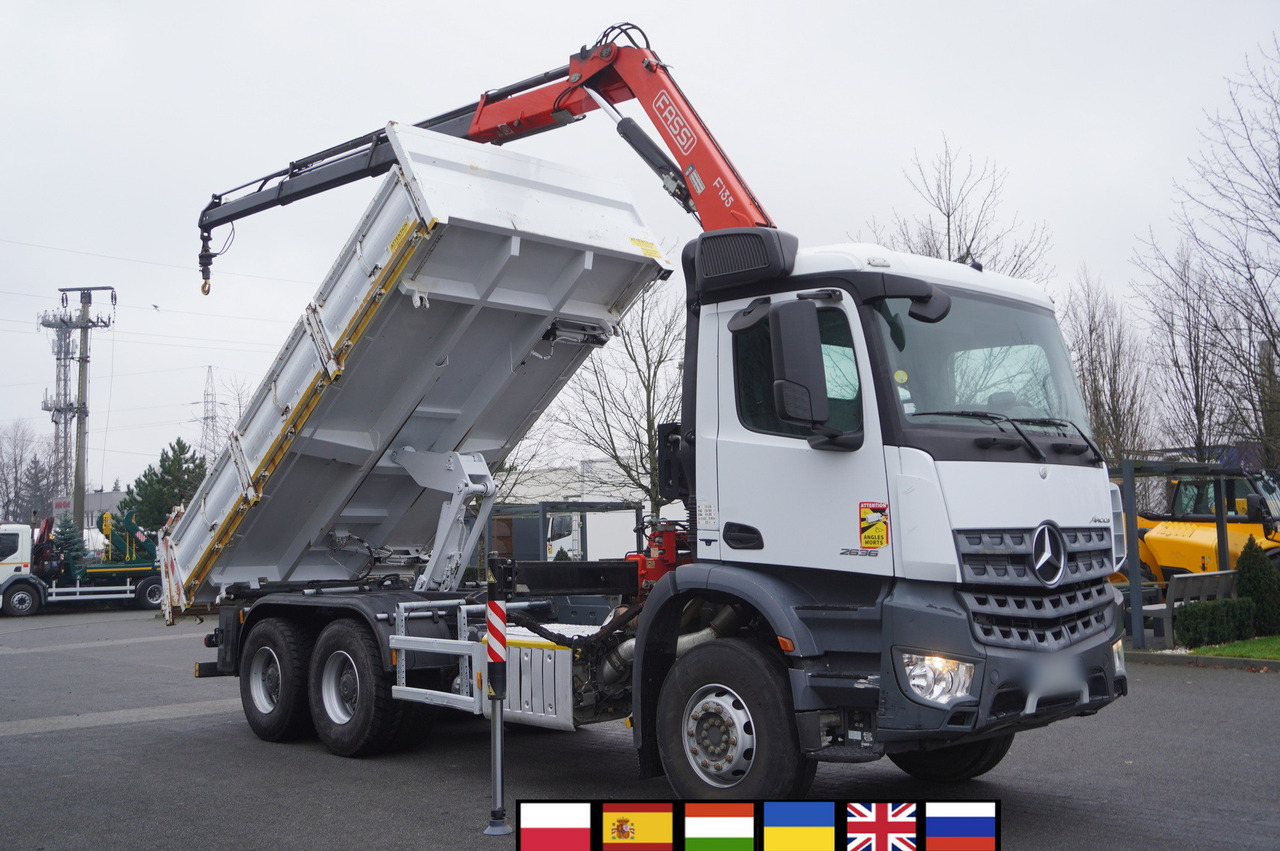 MERCEDES-BENZ Arocs 2636 6x4 / 2-way tipper / Fassi F135A.0.23 / remote control / Rotator - Auto s hydraulickou rukou: obrázok 1 MERCEDES-BENZ Arocs 2636 6x4 / 2-way tipper / Fassi F135A.0.23 / remote control / Rotator - Auto s hydraulickou rukou: obrázok 1