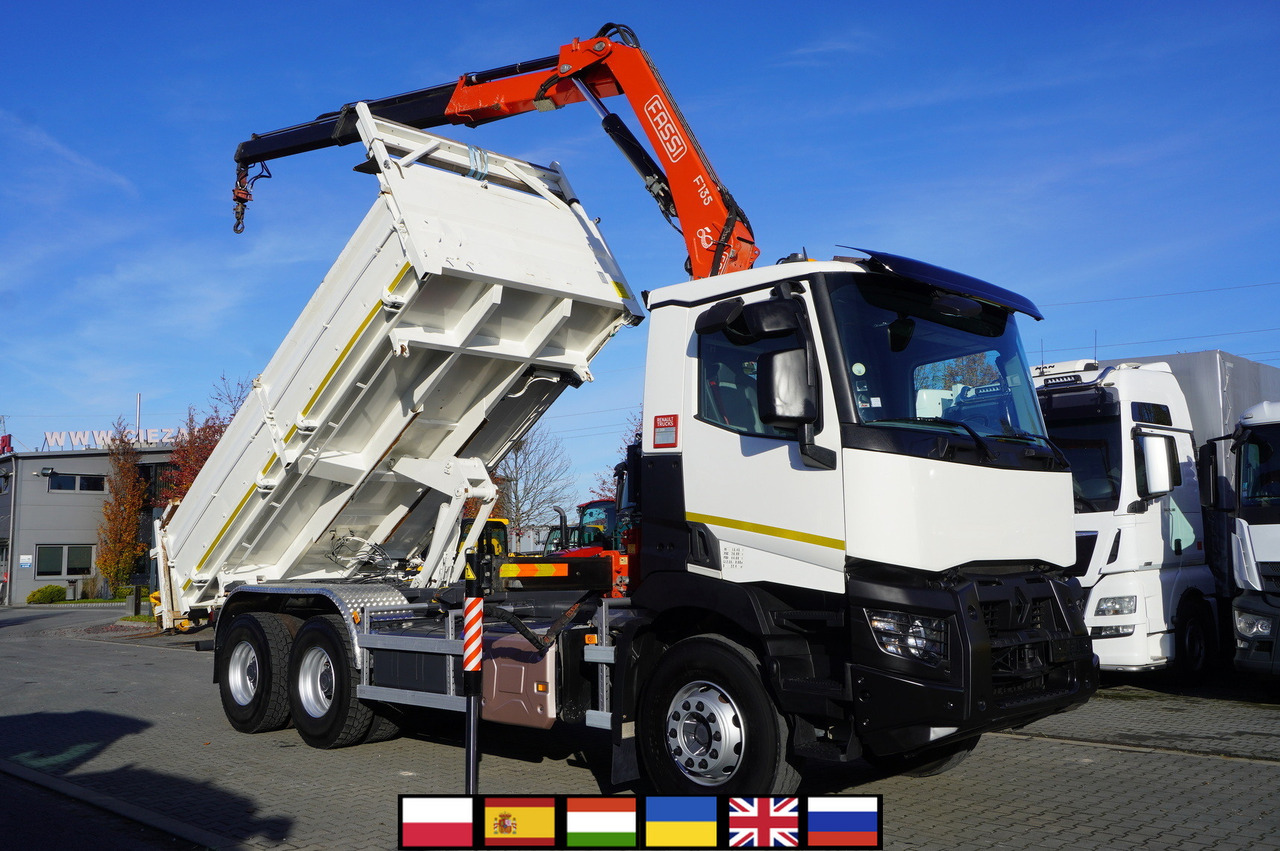 RENAULT C380 E6 6×4 / HDS Fassi F135 2700 MTH / Range 8 m / 5.6 t lifting capacity / 3-side tipper / Bortmatic - Auto s hydraulickou rukou: obrázok 1 RENAULT C380 E6 6×4 / HDS Fassi F135 2700 MTH / Range 8 m / 5.6 t lifting capacity / 3-side tipper / Bortmatic - Auto s hydraulickou rukou: obrázok 1