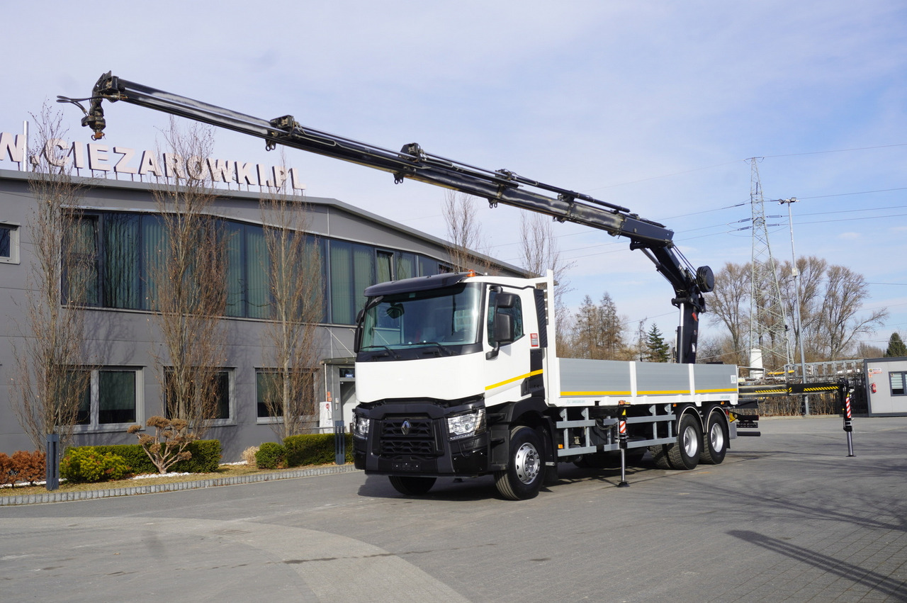 RENAULT C430 / HIAB 244 EP-5 HIDUO crane 8400 kg 15 m / Platform with stanchions - Vyvážací príves: obrázok 1 RENAULT C430 / HIAB 244 EP-5 HIDUO crane 8400 kg 15 m / Platform with stanchions - Vyvážací príves: obrázok 1