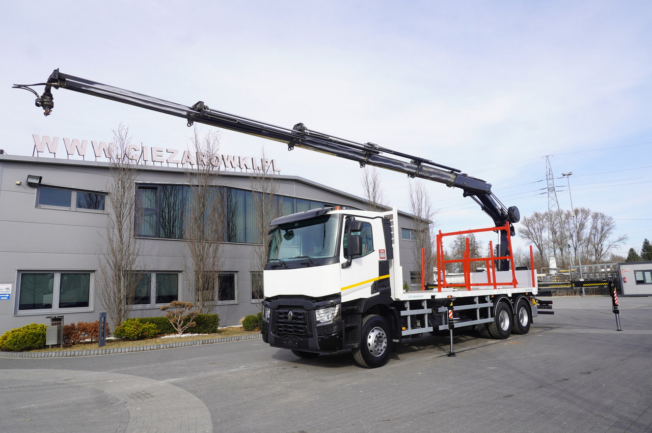 RENAULT C430 / HIAB 244 EP-5 HIDUO crane 8400 kg 15 m / Platform with stanchions - Vyvážací príves: obrázok 2 RENAULT C430 / HIAB 244 EP-5 HIDUO crane 8400 kg 15 m / Platform with stanchions - Vyvážací príves: obrázok 2