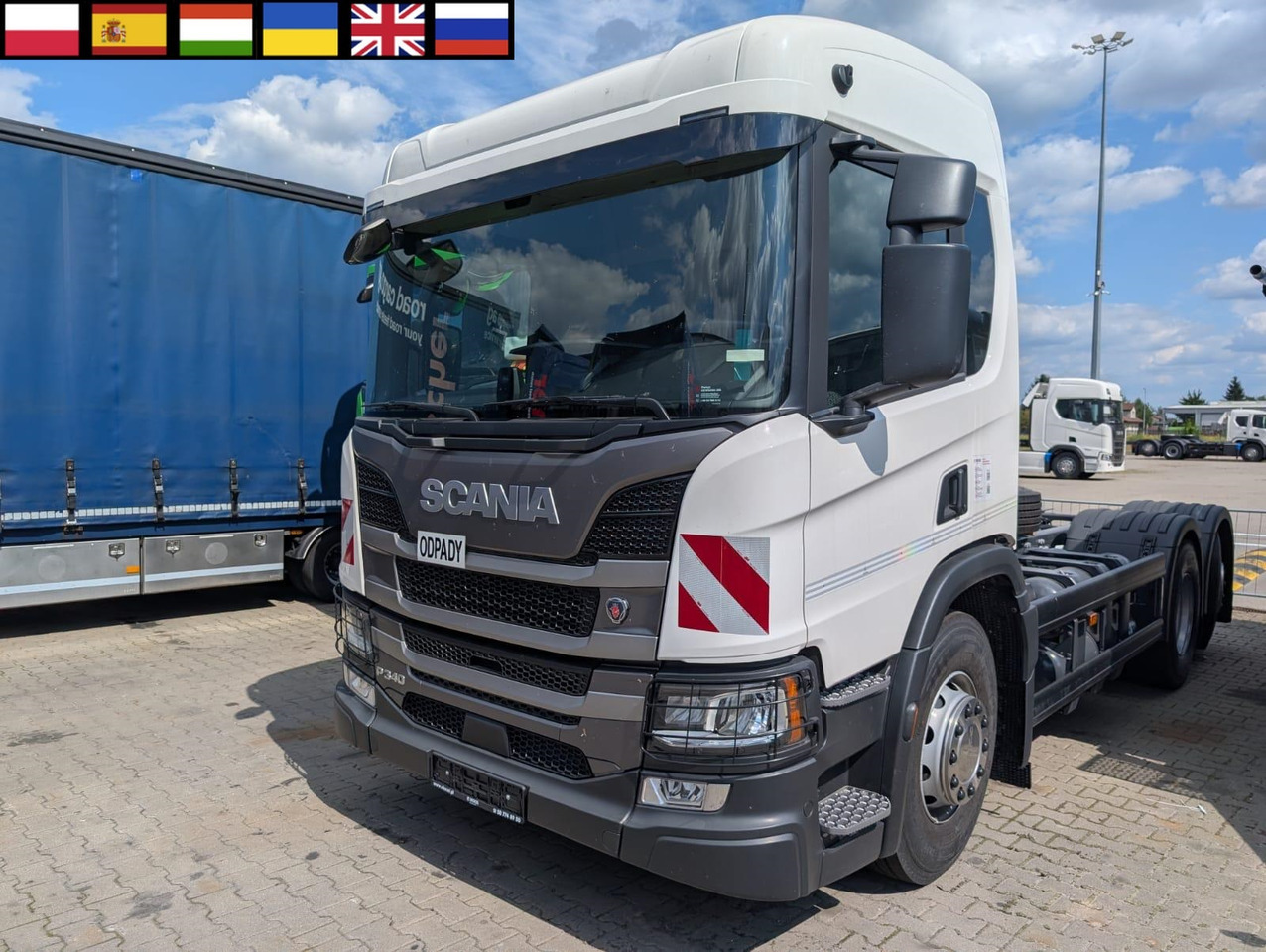 SCANIA P 340 B6x2*4NA / chassis frame / steering axle / CNG / large cab / 8 units - Podvozek s kabinou: obrázok 1 SCANIA P 340 B6x2*4NA / chassis frame / steering axle / CNG / large cab / 8 units - Podvozek s kabinou: obrázok 1
