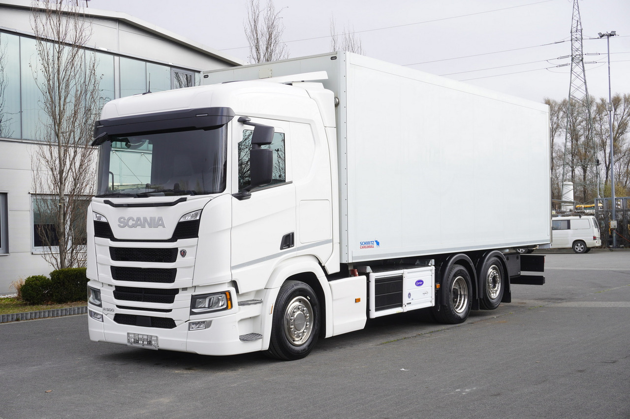 SCANIA R500 / Schmitz meat hook refrigerator / Carrier Supra 950U / 3rd steered axle - Chladirenské nákladné vozidlo: obrázok 1 SCANIA R500 / Schmitz meat hook refrigerator / Carrier Supra 950U / 3rd steered axle - Chladirenské nákladné vozidlo: obrázok 1