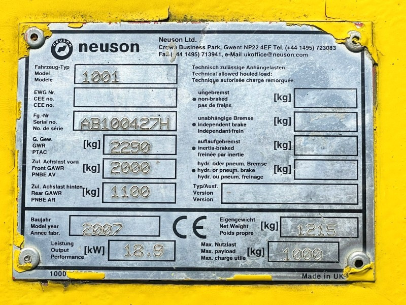 Neuson 1001 (3631) - Mini damper: obrázok 3 Neuson 1001 (3631) - Mini damper: obrázok 3