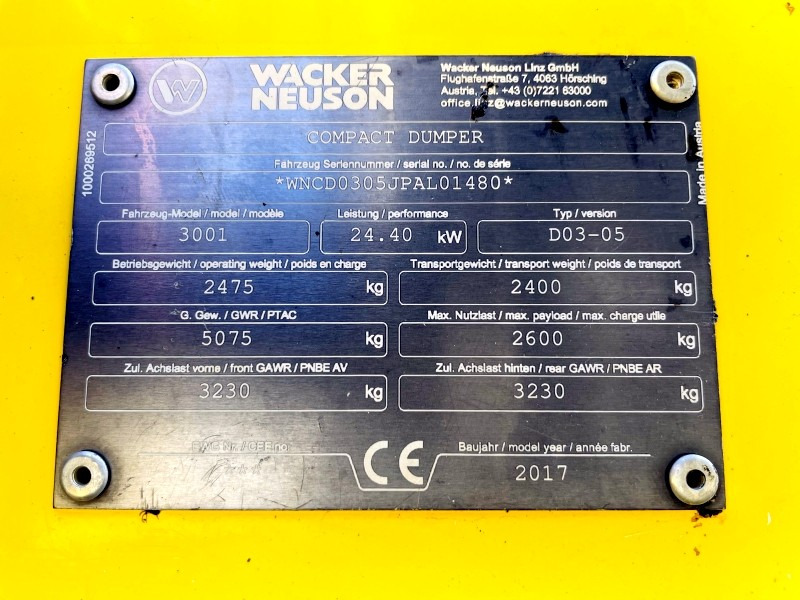 Neuson 3001 (3861) - Mini damper: obrázok 3 Neuson 3001 (3861) - Mini damper: obrázok 3