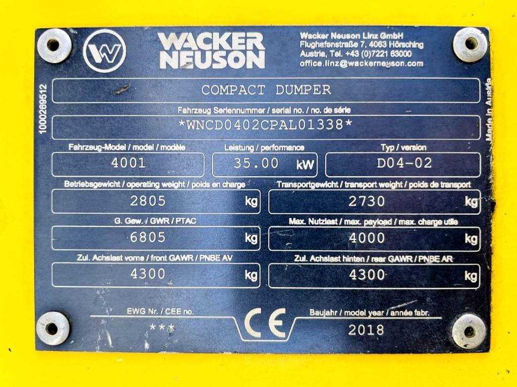 Neuson 4001 (3941) - Mini damper: obrázok 3 Neuson 4001 (3941) - Mini damper: obrázok 3