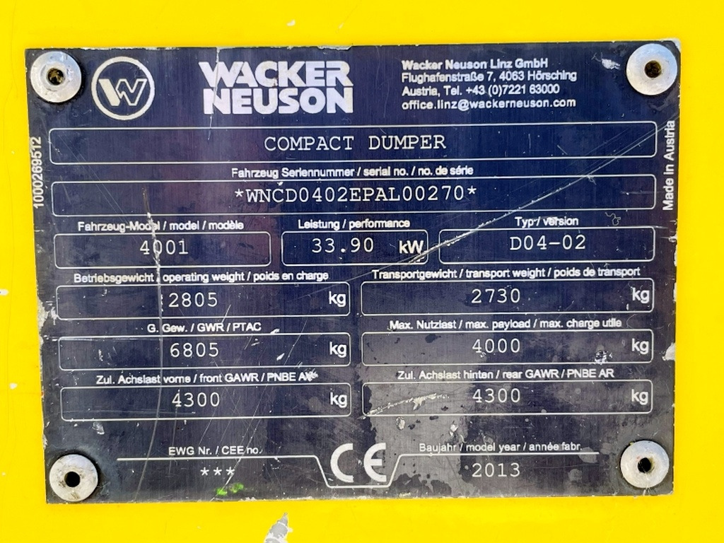Neuson 4001 (4082) - Mini damper: obrázok 3 Neuson 4001 (4082) - Mini damper: obrázok 3
