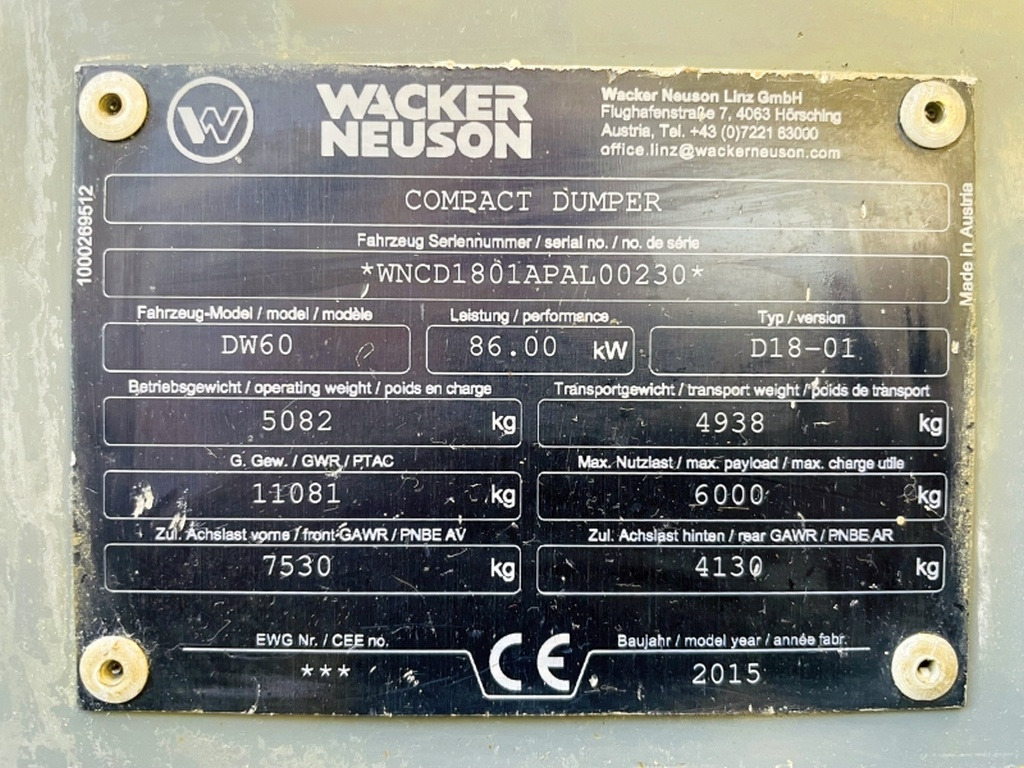Neuson DW60 (3911) - Mini damper: obrázok 3 Neuson DW60 (3911) - Mini damper: obrázok 3
