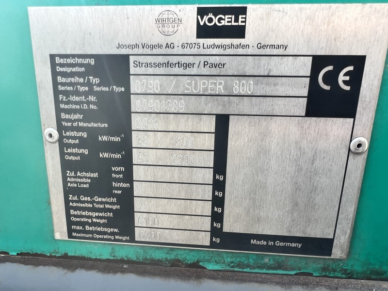 Finišer Vögele Super 800 Typ.07.90 (110958): obrázok 7