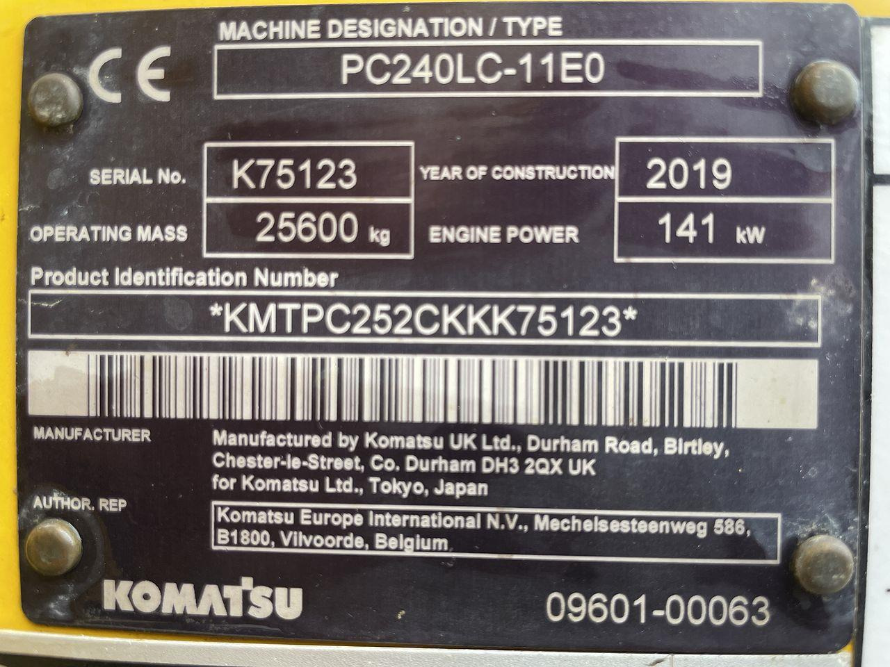 Pásové rýpadlo Komatsu PC240LC-11EO: obrázok 15