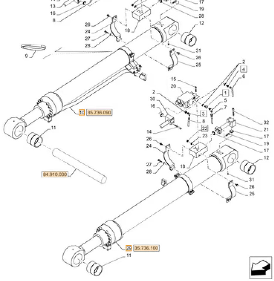 Case KWV13880 - KWV13890 LH - Hydraulický valec pre Stavebné stroje: obrázok 1 Case KWV13880 - KWV13890 LH - Hydraulický valec pre Stavebné stroje: obrázok 1