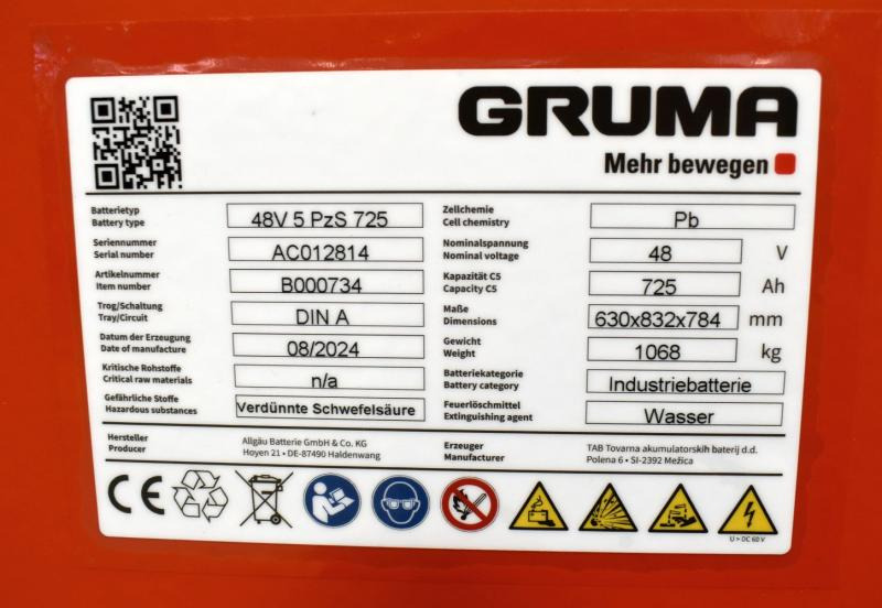 GRUMA 48 Volt 5 PzS 725 Ah - Akumulátor pre Manipulačná technika: obrázok 5 GRUMA 48 Volt 5 PzS 725 Ah - Akumulátor pre Manipulačná technika: obrázok 5