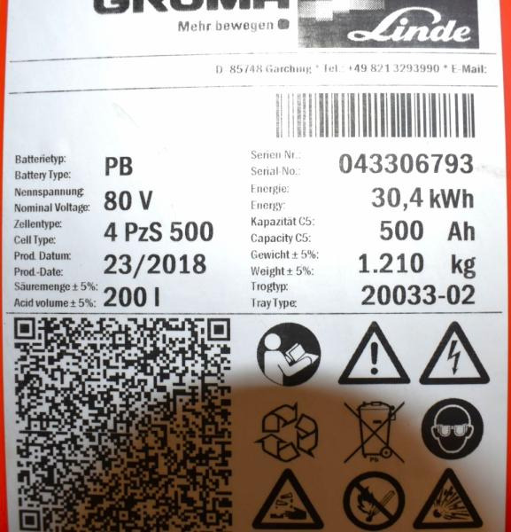 GRUMA 80 Volt 4 PzS 500 Ah - Akumulátor: obrázok 5 GRUMA 80 Volt 4 PzS 500 Ah - Akumulátor: obrázok 5