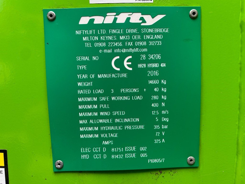 Niftylift HR 28 Hybrid 4x4 - Kĺbová pracovná plošina: obrázok 3 Niftylift HR 28 Hybrid 4x4 - Kĺbová pracovná plošina: obrázok 3