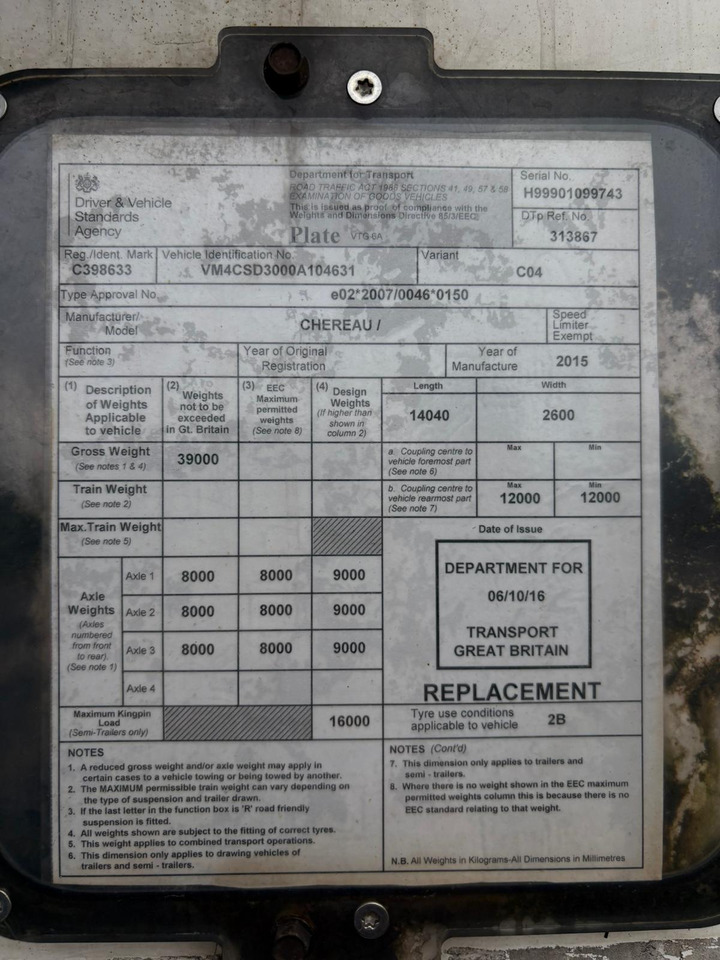 Chereau 2015 Vector 1950MT – JST102 - Náves chladírenské: obrázok 4 Chereau 2015 Vector 1950MT – JST102 - Náves chladírenské: obrázok 4