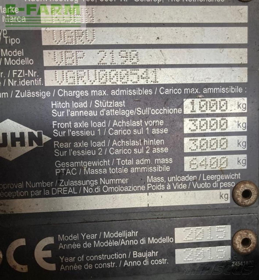 Lis na hranaté balíky Kuhn vbp 2190: obrázok 9 Lis na hranaté balíky Kuhn vbp 2190: obrázok 9