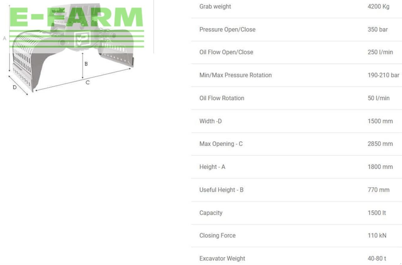 Hg45.80 - Drapák pre Stavebné stroje: obrázok 2 Hg45.80 - Drapák pre Stavebné stroje: obrázok 2