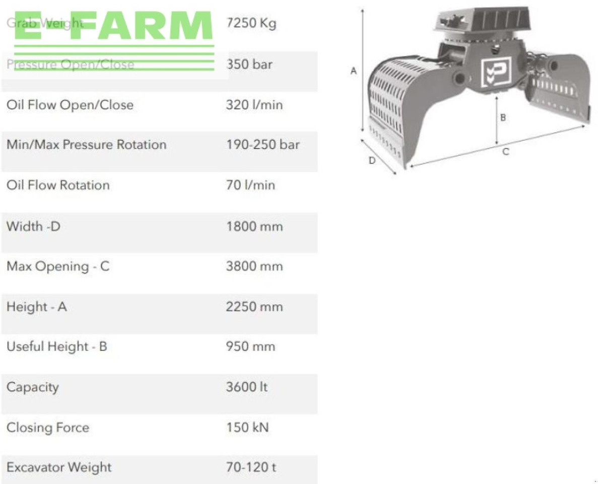 Hg70.120 - Drapák pre Stavebné stroje: obrázok 2 Hg70.120 - Drapák pre Stavebné stroje: obrázok 2