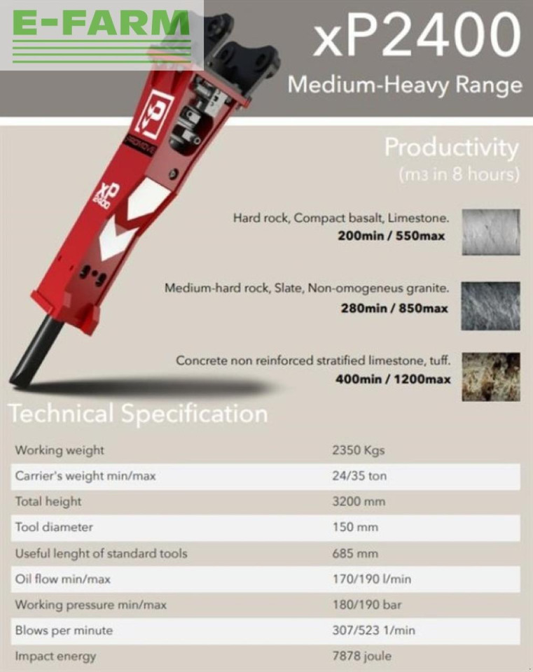 Xp2400 - Hydraulické kladivo pre Stavebné stroje: obrázok 2 Xp2400 - Hydraulické kladivo pre Stavebné stroje: obrázok 2