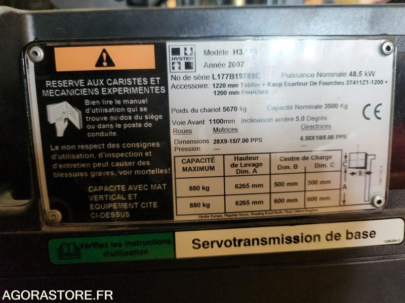 CHARIOT ELEVATEUR DIESEL 3T5 HYSTER H3.5FT - 2007 - 1033 heures - Dieselový vysokozdvižný vozík: obrázok 2 CHARIOT ELEVATEUR DIESEL 3T5 HYSTER H3.5FT - 2007 - 1033 heures - Dieselový vysokozdvižný vozík: obrázok 2