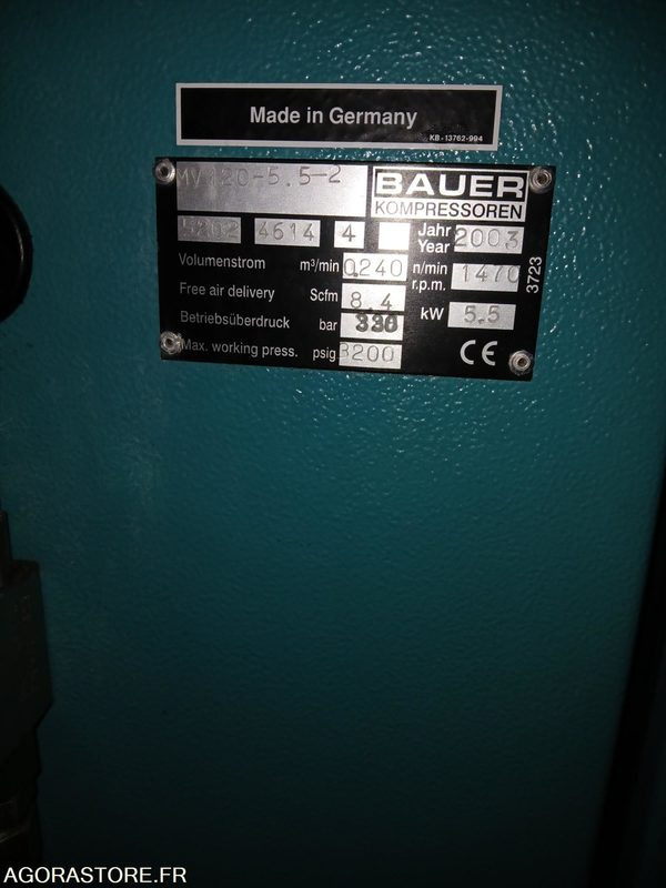 Compresseur HP air respirable BAUER MV120, avec rampe de gonflage 6 flexibles - Vzduchový kompresor: obrázok 3 Compresseur HP air respirable BAUER MV120, avec rampe de gonflage 6 flexibles - Vzduchový kompresor: obrázok 3