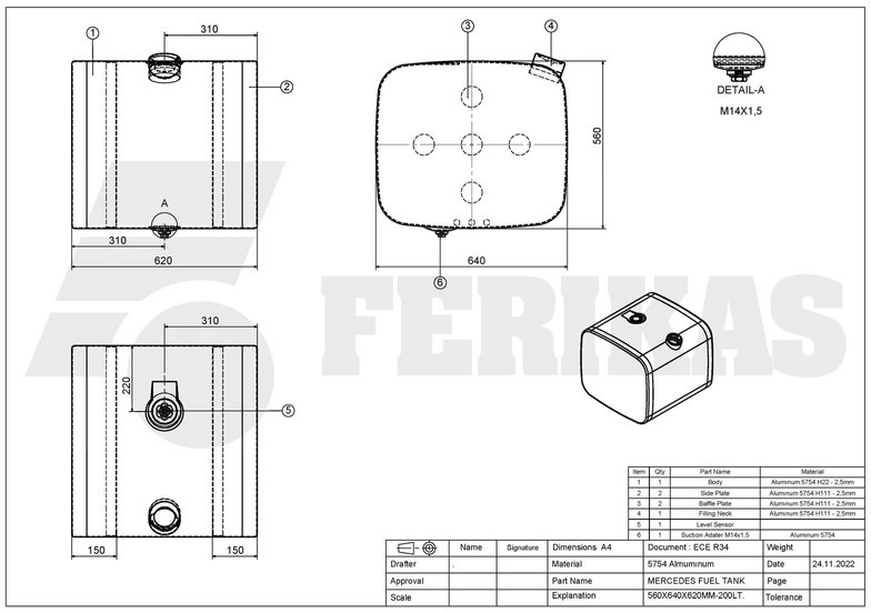 Nový Palivová nádrž pre Nákladné auto Mercedes-Benz New aluminum fuel tank 200L: obrázok 8 Nový Palivová nádrž pre Nákladné auto Mercedes-Benz New aluminum fuel tank 200L: obrázok 8