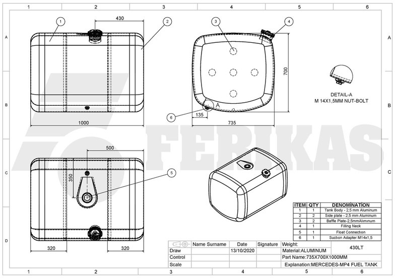 Nový Palivová nádrž pre Nákladné auto Mercedes-Benz New aluminum fuel tank 430L: obrázok 8 Nový Palivová nádrž pre Nákladné auto Mercedes-Benz New aluminum fuel tank 430L: obrázok 8