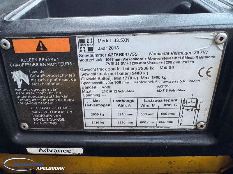 Elektrický vysokozdvižný vozík Hyster J3.5XN Sideshift, Vorkverstelling: obrázok 9 Elektrický vysokozdvižný vozík Hyster J3.5XN Sideshift, Vorkverstelling: obrázok 9