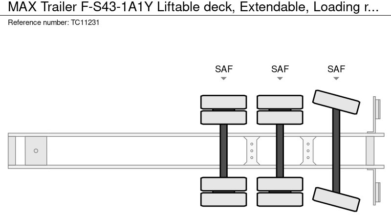 Leasing Max Trailer F-S43-1A1Y Liftbaar dek, Uitschuifbaar, Laadrampen, Verbreders, Saf assen, Stuuras Max Trailer F-S43-1A1Y Liftbaar dek, Uitschuifbaar, Laadrampen, Verbreders, Saf assen, Stuuras: obrázok 13