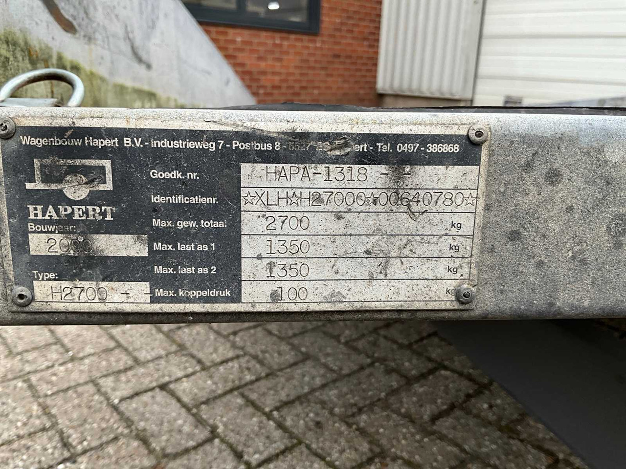 Príves 2000 HAPERT H2700 TRAILER MACHINE TRANSPORTER: obrázok 15