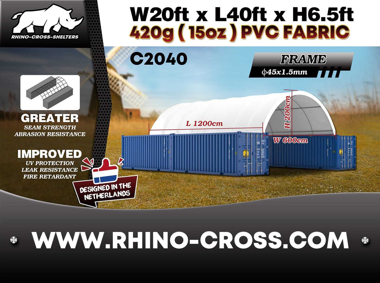 Rhino-Cross-Shelter C2040 - 12x6x2 m - Skladovacia nádrž: obrázok 3 Rhino-Cross-Shelter C2040 - 12x6x2 m - Skladovacia nádrž: obrázok 3