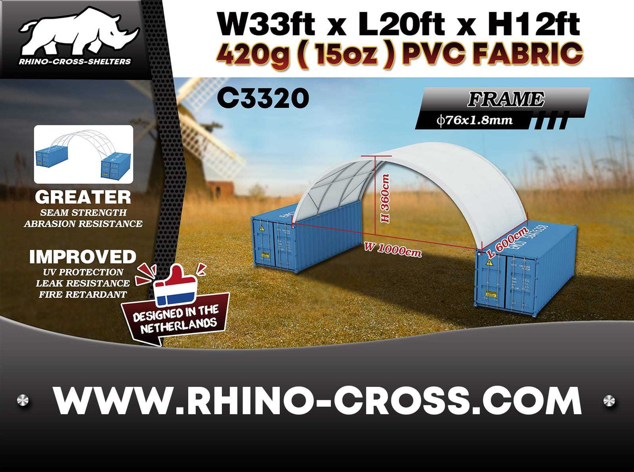 Rhino-Cross-Shelter C3320 - 6x10x3,6 m - Skladovacia nádrž: obrázok 3 Rhino-Cross-Shelter C3320 - 6x10x3,6 m - Skladovacia nádrž: obrázok 3