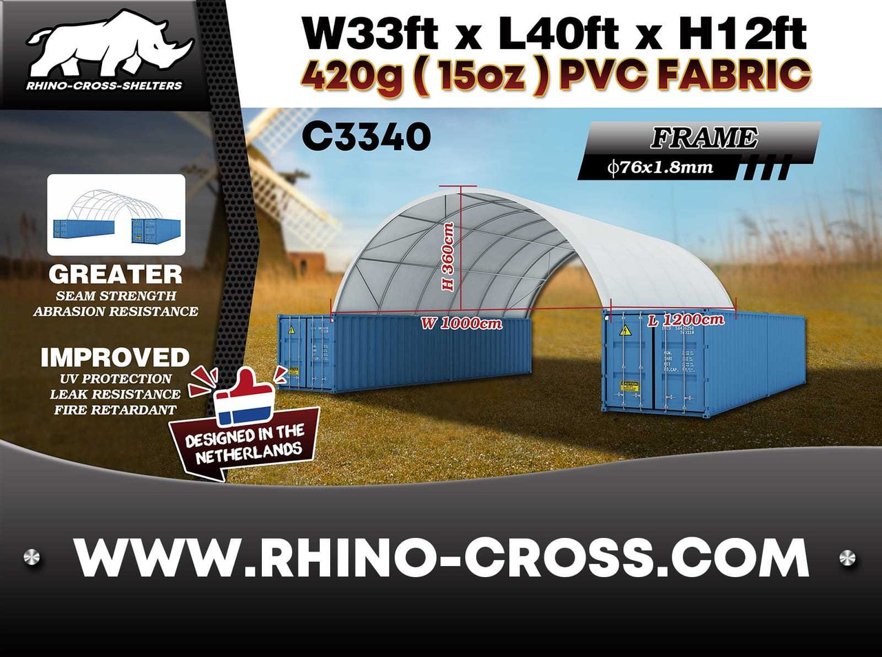 Rhino-Cross-Shelter C3340 - 12x10x3,6 m - Skladovacia nádrž: obrázok 3 Rhino-Cross-Shelter C3340 - 12x10x3,6 m - Skladovacia nádrž: obrázok 3