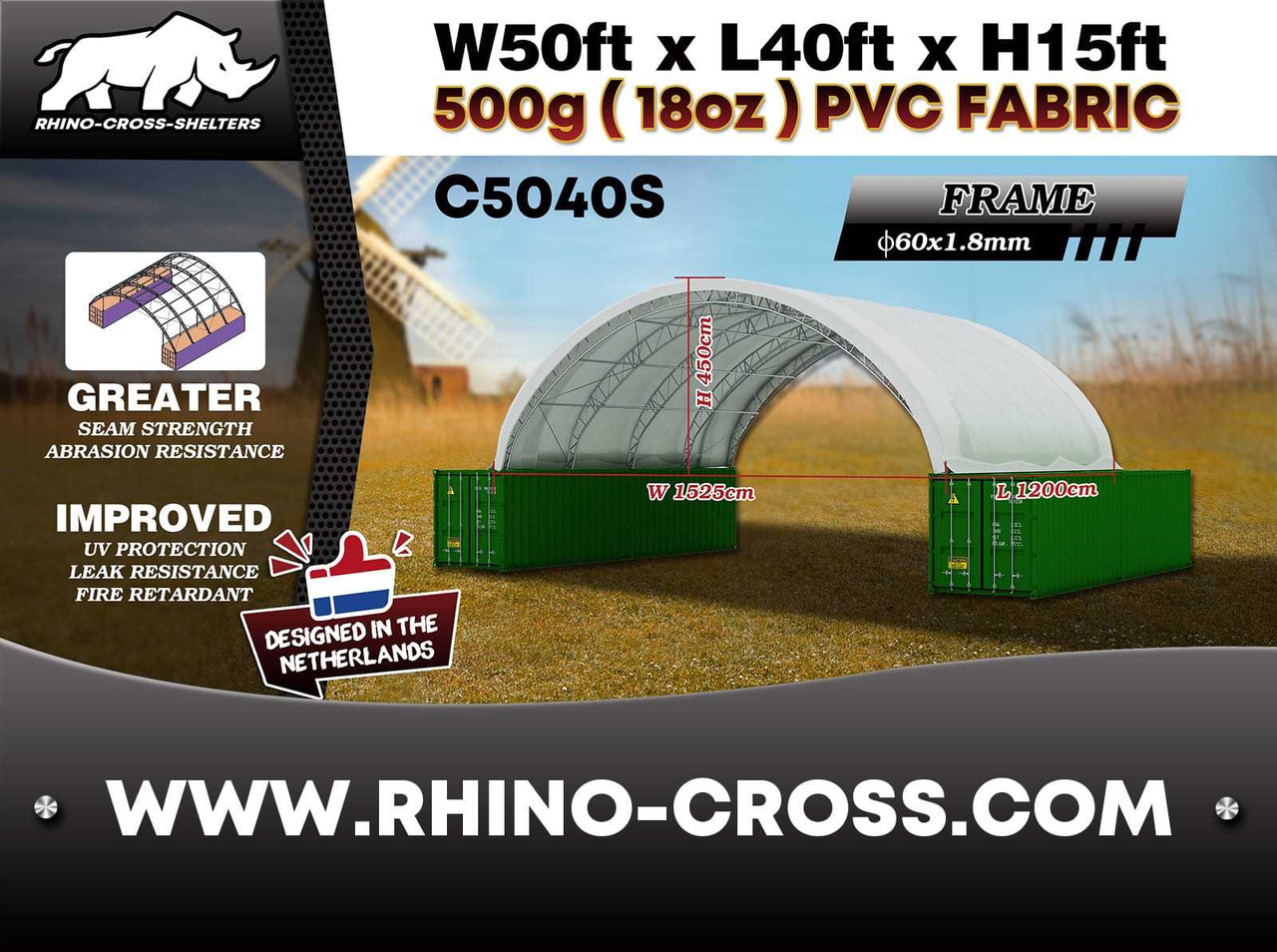 Rhino-Cross-Shelter C5040S 12x15,25x4,5 m - Skladovacia nádrž: obrázok 3 Rhino-Cross-Shelter C5040S 12x15,25x4,5 m - Skladovacia nádrž: obrázok 3