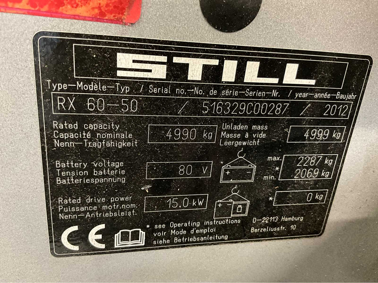 Vysokozdvižný vozík STILL 5000KG- RX60-50 - FORKLIFT TRIPLEX - FORK POSITIONER - SIDESHIFT - FREELIFT - BATTERY 2015 WITH ONLY 1121 HOURS: obrázok 19