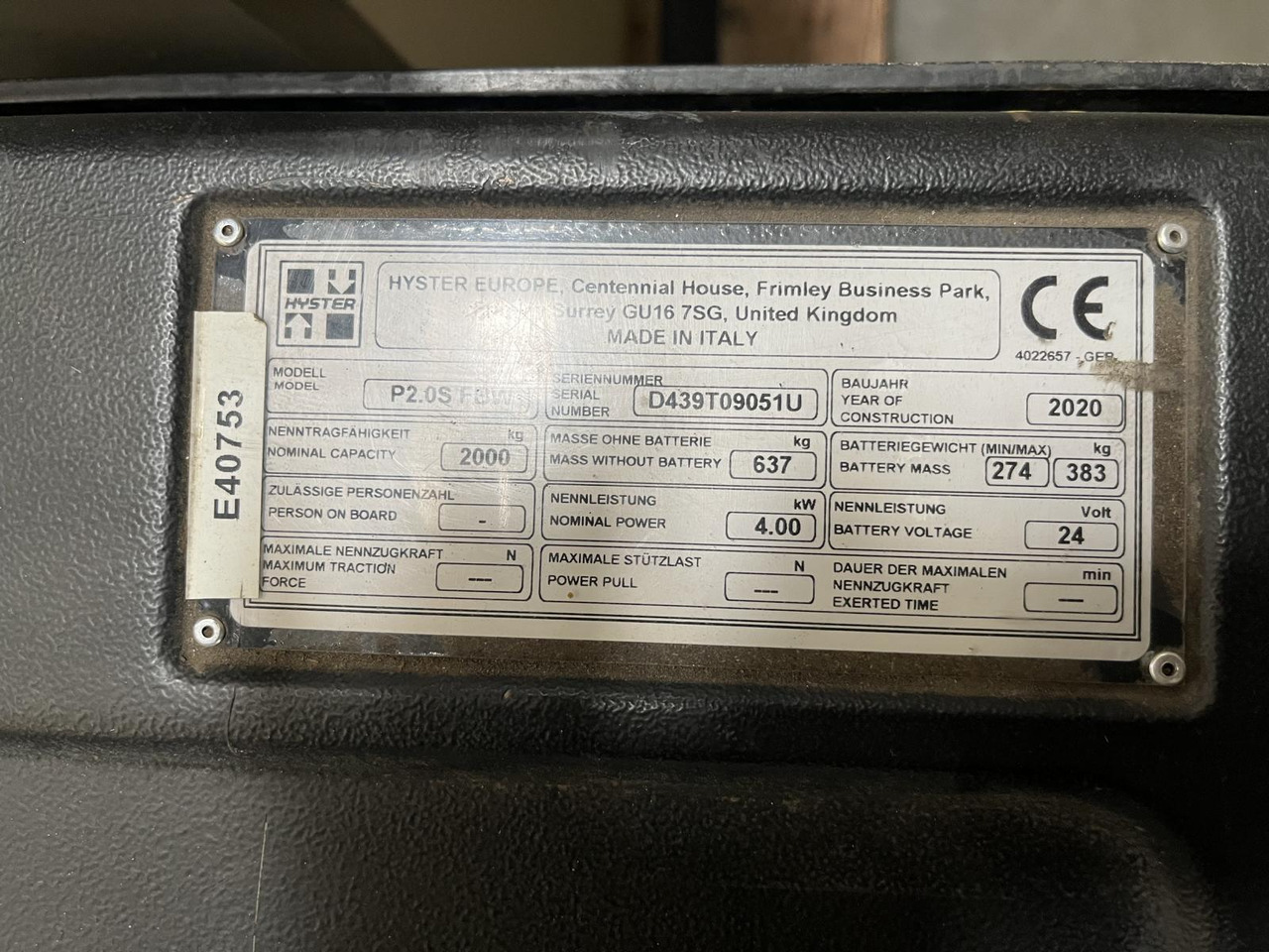 Hyster P2.0S FBW - Paletový vozík: obrázok 4 Hyster P2.0S FBW - Paletový vozík: obrázok 4