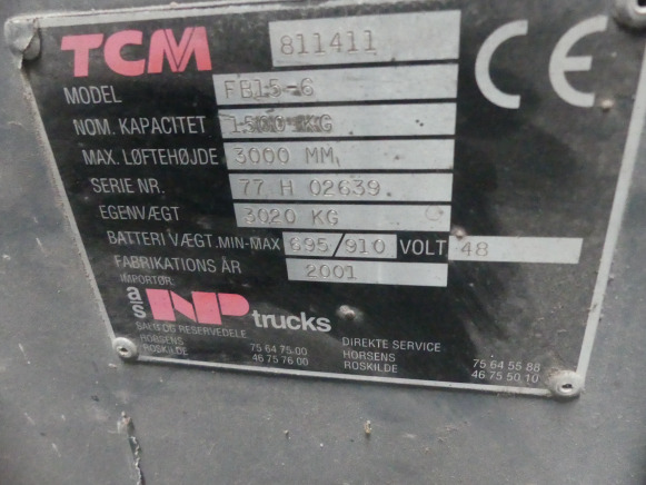 Chariot élévateur TCM FB15-6 - Elektrický vysokozdvižný vozík: obrázok 5 Chariot élévateur TCM FB15-6 - Elektrický vysokozdvižný vozík: obrázok 5