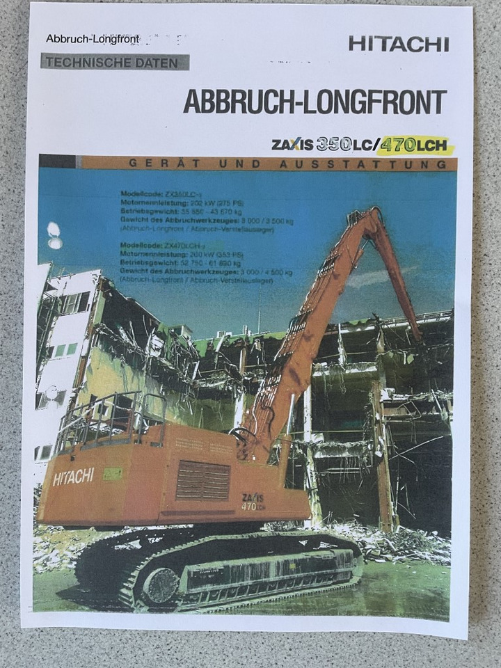 HITACHI ZX 470 LCD - 3, Abbruch-Longfront, Monoausleger, Vollausstattung - Rýpadlo: obrázok 1 HITACHI ZX 470 LCD - 3, Abbruch-Longfront, Monoausleger, Vollausstattung - Rýpadlo: obrázok 1