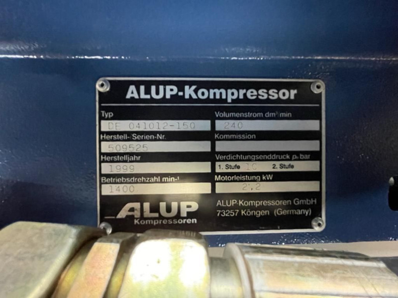 Alup 2.2 kW 240 L / min 10 Bar Elektrische Zuigercompressor op ketel - Vzduchový kompresor: obrázok 3 Alup 2.2 kW 240 L / min 10 Bar Elektrische Zuigercompressor op ketel - Vzduchový kompresor: obrázok 3