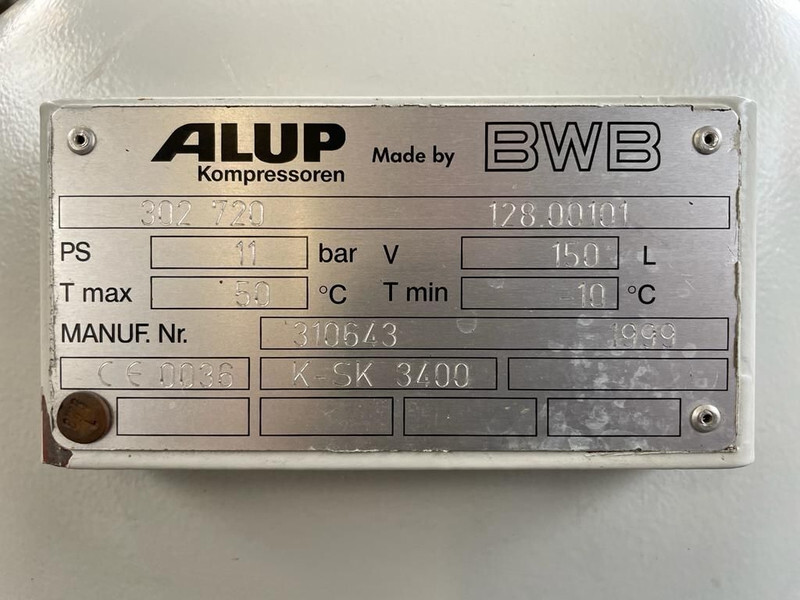 Alup 2.2 kW 240 L / min 10 Bar Elektrische Zuigercompressor op ketel - Vzduchový kompresor: obrázok 5 Alup 2.2 kW 240 L / min 10 Bar Elektrische Zuigercompressor op ketel - Vzduchový kompresor: obrázok 5