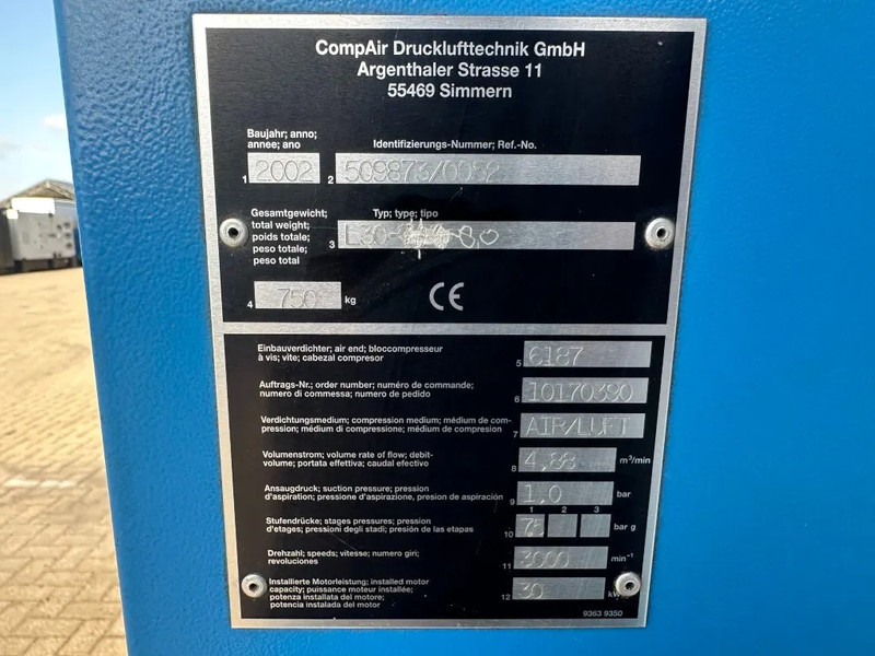 Compair L30 Elektrische Schroefcompressor 30 kW 4.88 m3 / min 7.5 Bar - Vzduchový kompresor: obrázok 3 Compair L30 Elektrische Schroefcompressor 30 kW 4.88 m3 / min 7.5 Bar - Vzduchový kompresor: obrázok 3
