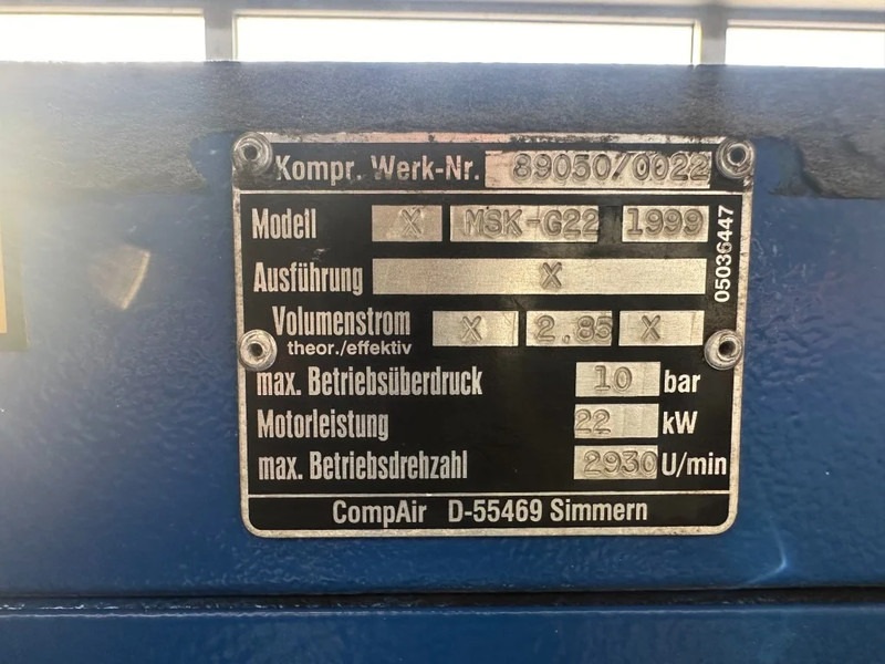 Compair MSK-G22 Elektrische Schroefcompressor 22 kW 3000 L / min 10 Bar - Vzduchový kompresor: obrázok 3 Compair MSK-G22 Elektrische Schroefcompressor 22 kW 3000 L / min 10 Bar - Vzduchový kompresor: obrázok 3