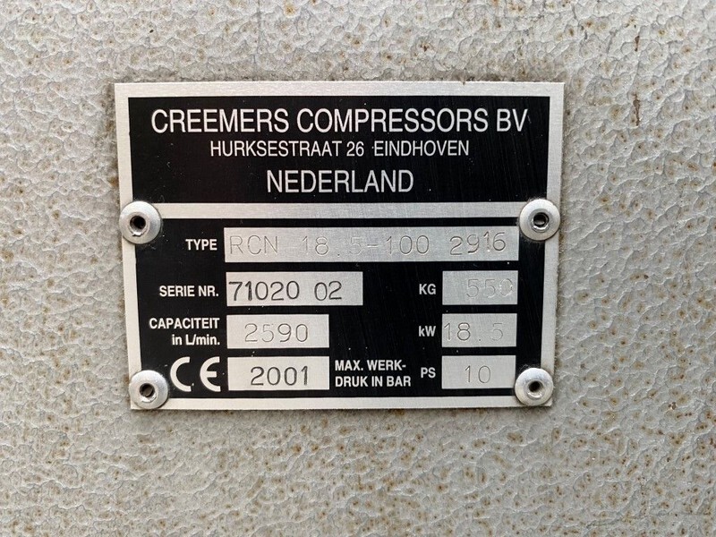 Creemers RCN 18.5-100 18.5 kW 2590 L / min 10 Bar Silent Elektrische Schroefcompressor - Vzduchový kompresor: obrázok 3 Creemers RCN 18.5-100 18.5 kW 2590 L / min 10 Bar Silent Elektrische Schroefcompressor - Vzduchový kompresor: obrázok 3